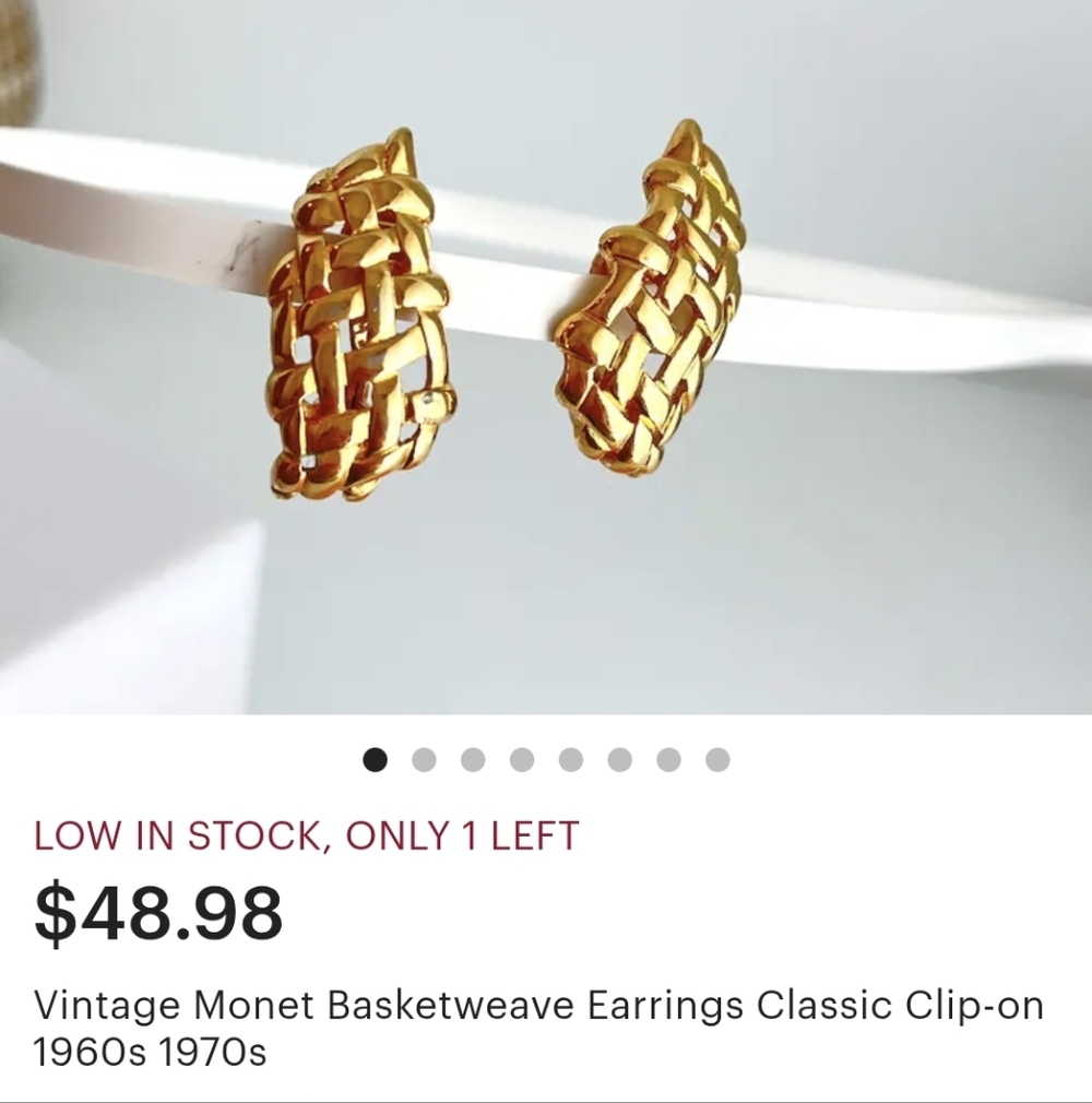 Monet 1985 Gold Woven Link Earrings